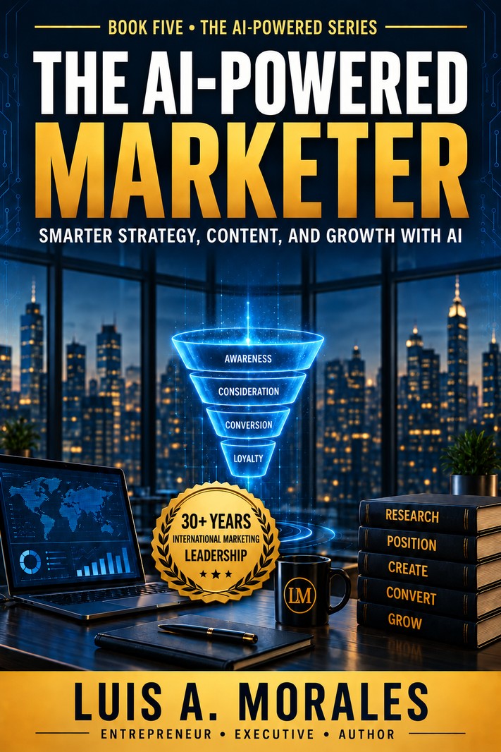 Portada de The AI-Powered Marketer, de Luis A. Morales