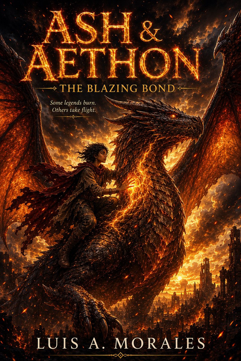 Portada de Ash and Aethon: The Blazing Bond, de Luis A. Morales